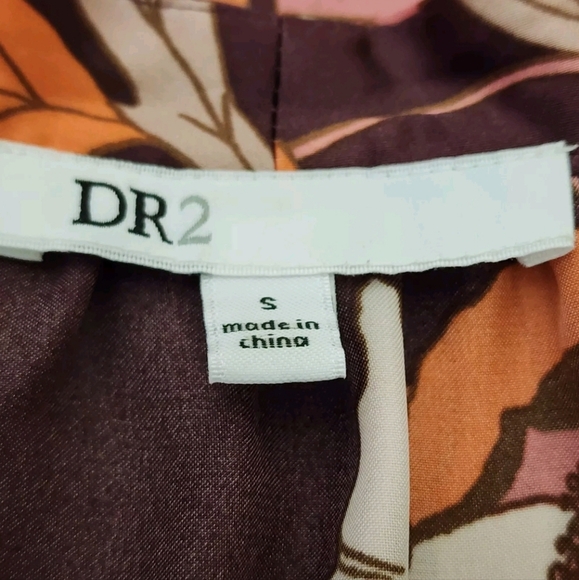 DR2 Daniel Rainn Floral Satin Long Sleeve Blouse Small Burgundy anthropologie - Picture 10 of 12